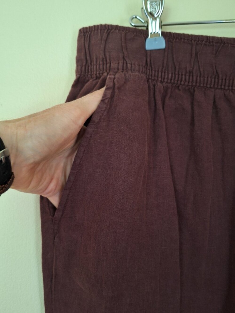 NWT Tahari 100% Linen Brown 2 Pocket Pant Women XL - Picture 4 of 9